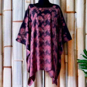 Pink Black Tie Dyed Dolman Sleeve Cover Up Poncho Top (#42)